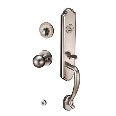 Satin Nickel Singel Cylinder Deadbolt Zinc Alloy Grip Entry Handleset Entrance Interior Lever Door Lock Leverset