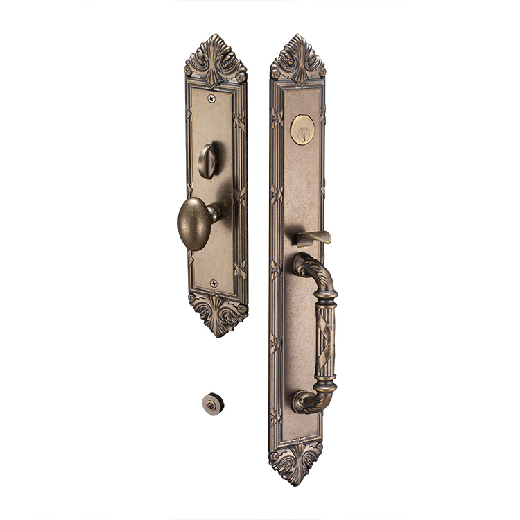  Brushed Polished Solid Forged Brass Handleset Keys Entry Handleset Mechanical Door Lock
