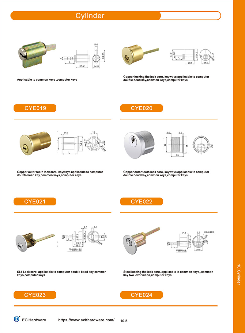 Copper Door Lock Cylinder with Master Cylinder And Master Key