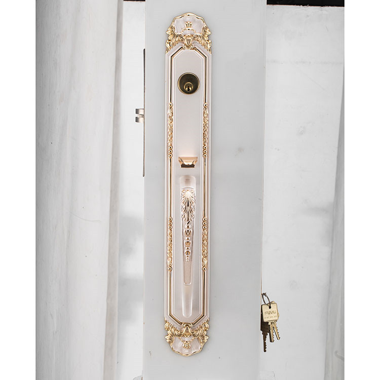 White Zinc Alloy American Standard Handle Entrance Villa Door Lock